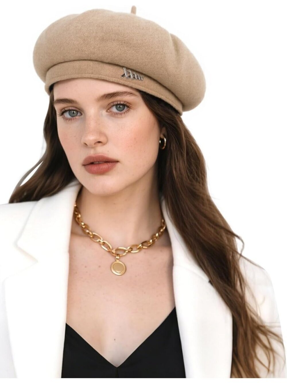Women's French Wool Hats Fashion Solid Color Ladies Beret Caps Light Brown